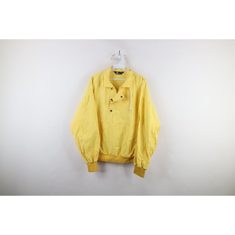 Vintage 70s Pendleton Lobo Mens Medium Blank Half Zip Pullover Jacket Yellow USA